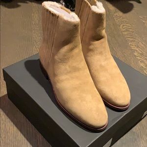 JCrew suede booties, caramel, size 9